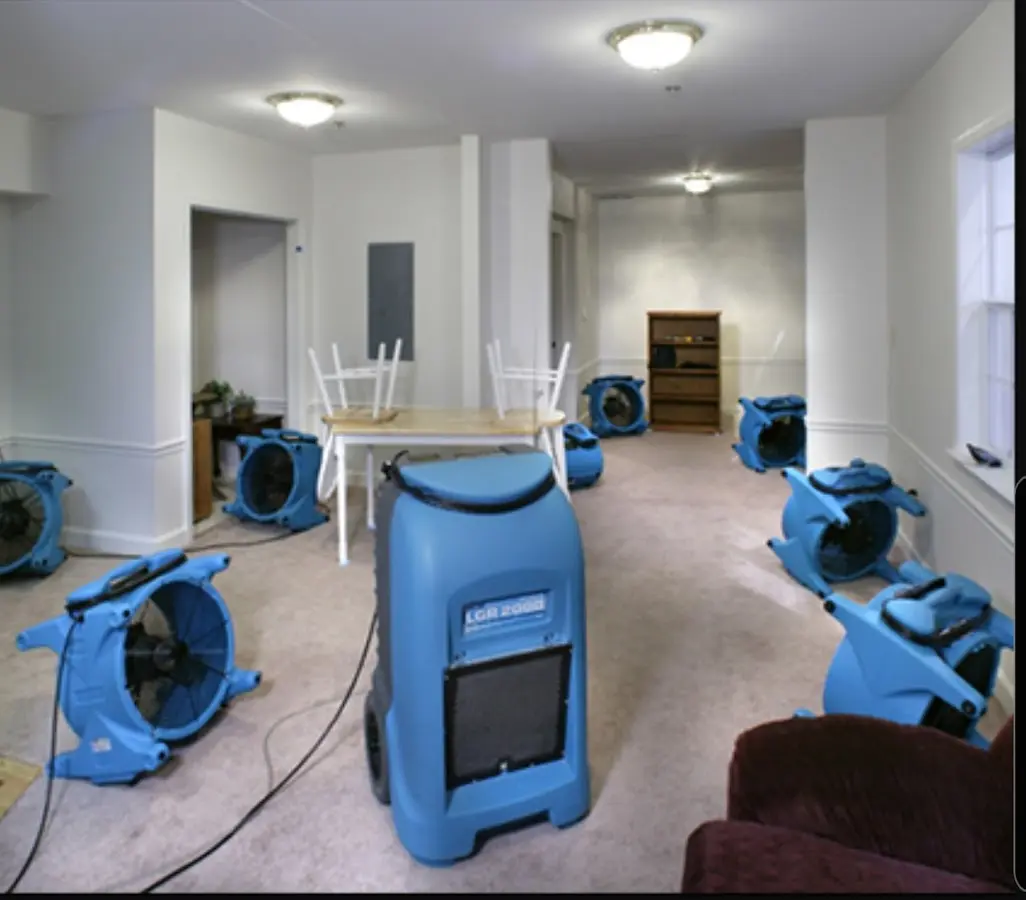 Air movers and dehumidifier setup for Water Damage Restoration in Fort Payne